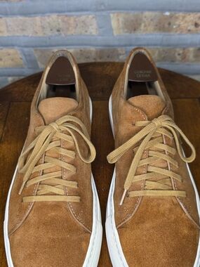 Men's Common Project Suede Casual Sneakers in Carmel Brown. Nice 10.5M